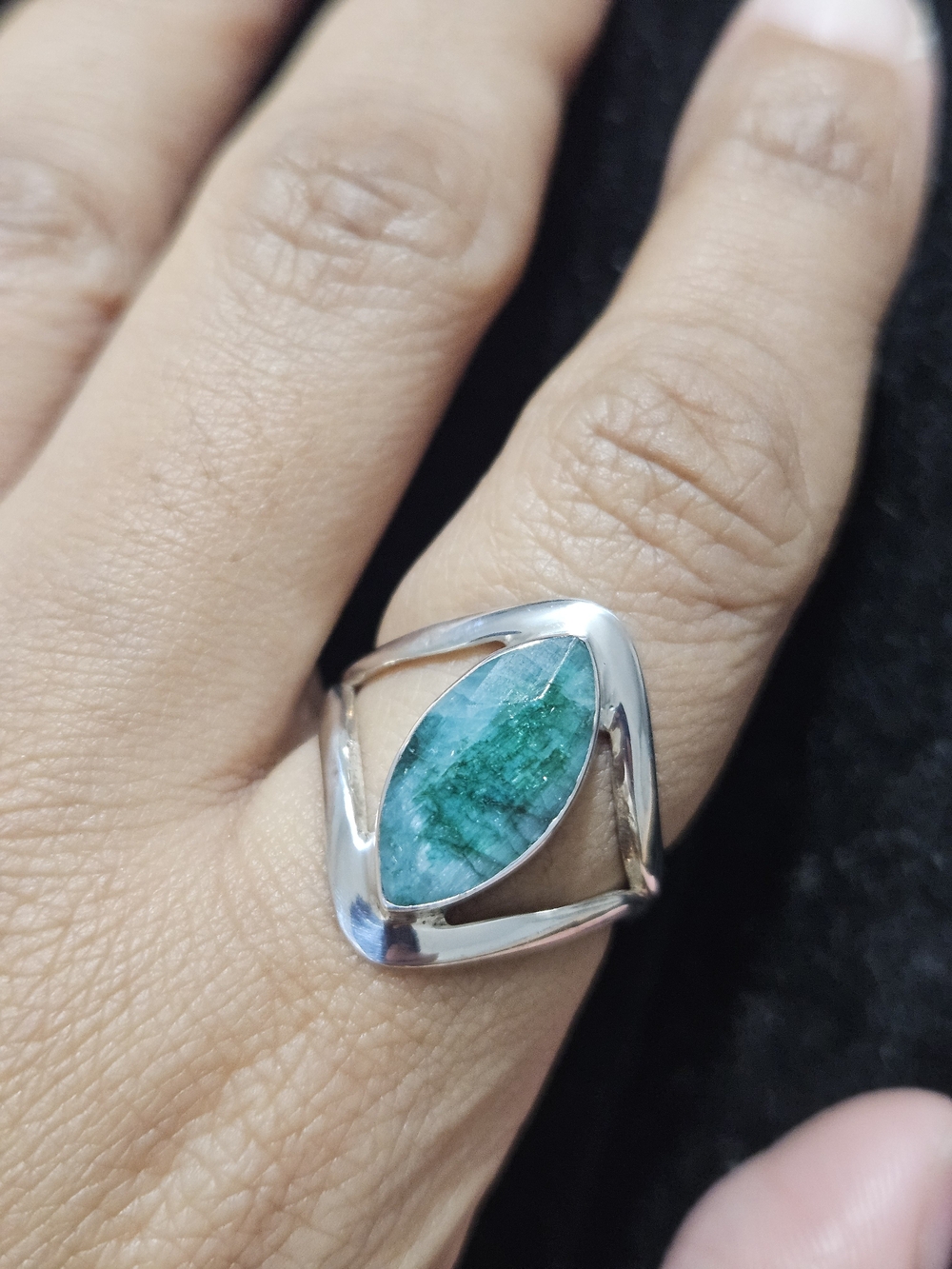 925S Emerald Marquise Stone Ring